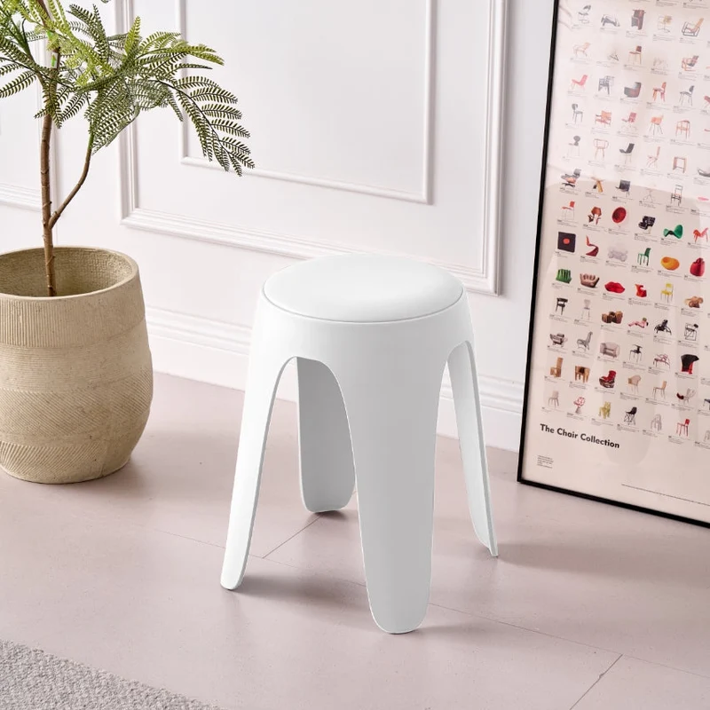Set de 2 Butacos con Cojín Else, Color Blanco, Diseño Moderno Incluye Cojín