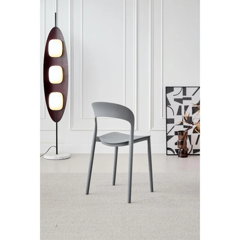 Set de 4 Sillas Patrick, Color Gris Oscuro, con Espaldar y Diseño Moderno