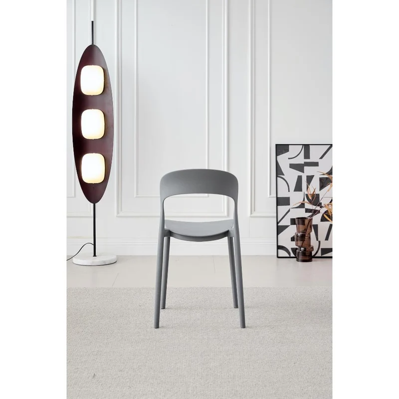 Set de 4 Sillas Patrick, Color Gris Oscuro, con Espaldar y Diseño Moderno