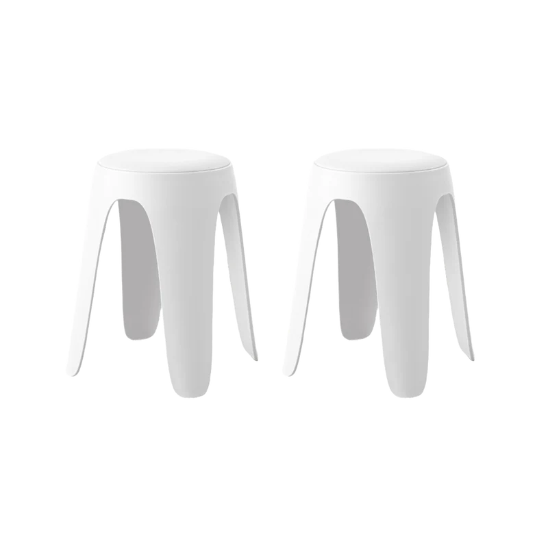 Set de 2 Butacos con Cojín Else, Color Blanco, Diseño Moderno Incluye Cojín