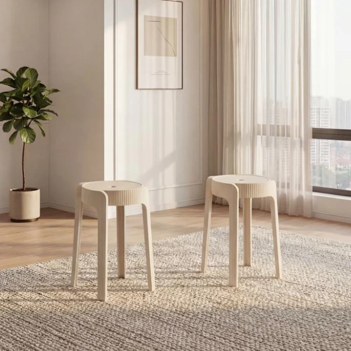 Set de 2 Butacos Apilable Maison, Color Blanco, Diseño Moderno