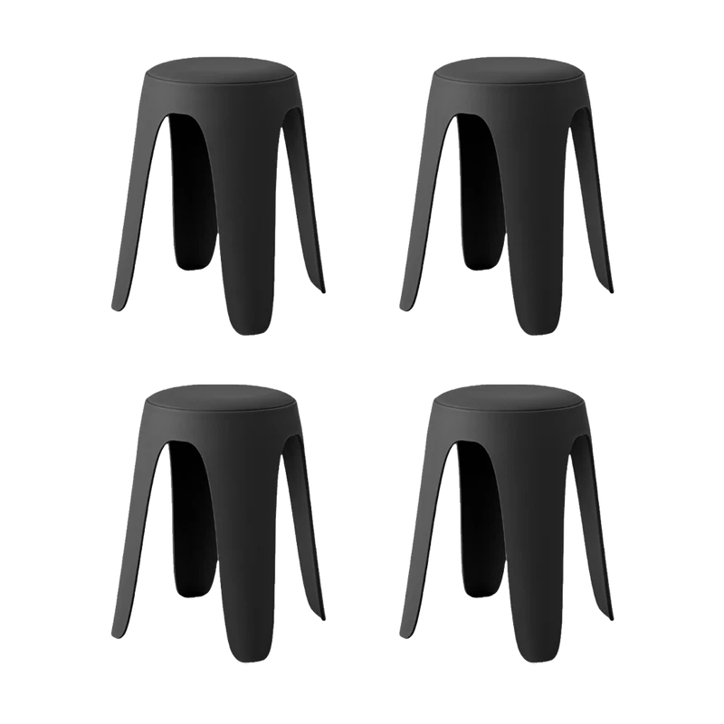 Set de 4 Butacos con Cojín Else, Color Negro, Diseño Moderno Incluye Cojín