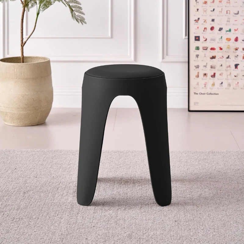 Set de 4 Butacos con Cojín Else, Color Negro, Diseño Moderno Incluye Cojín