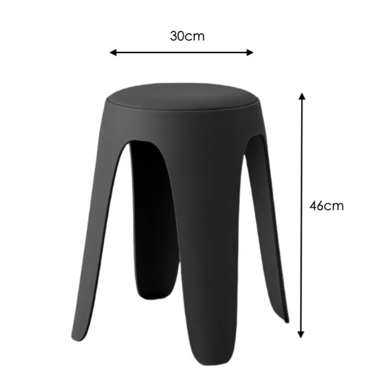 Set de 4 Butacos con Cojín Else, Color Negro, Diseño Moderno Incluye Cojín