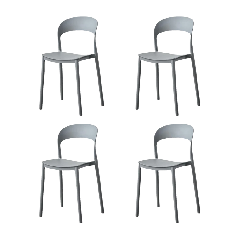 Set de 4 Sillas Patrick, Color Gris Oscuro, con Espaldar y Diseño Moderno