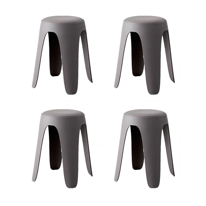 Set de 4 Butacos con Cojín Else, Color Gris Oscuro, Diseño Moderno Incluye Cojín