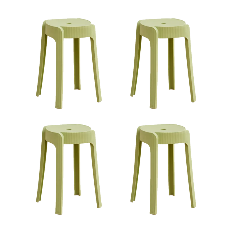 Set de 4 Butacos Apilable Maison, Color Verde Oliva, Diseño Moderno