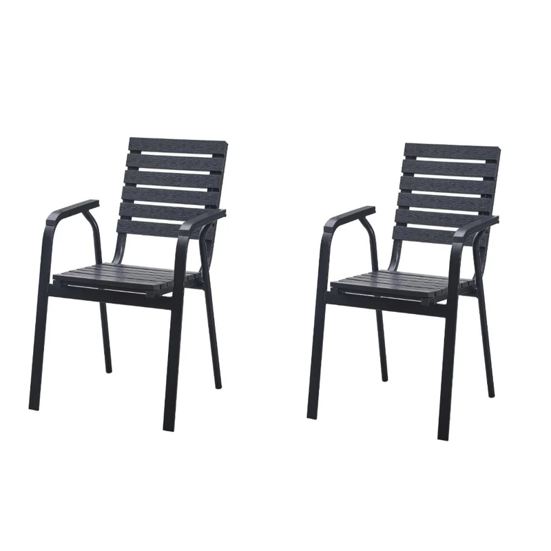 Set de 2 Sillas Comedor Exterior Rapel Negro, con Cómodo Espaldar