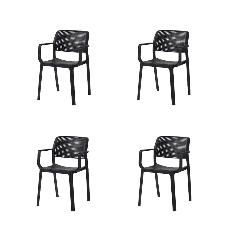 Set de 4 Sillas de Exterior Bilin, Wengue, con Cómodo Espaldar