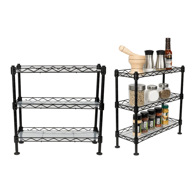 Set de 2 Organizadores para Especias Shelves, Negro, de Tres Niveles