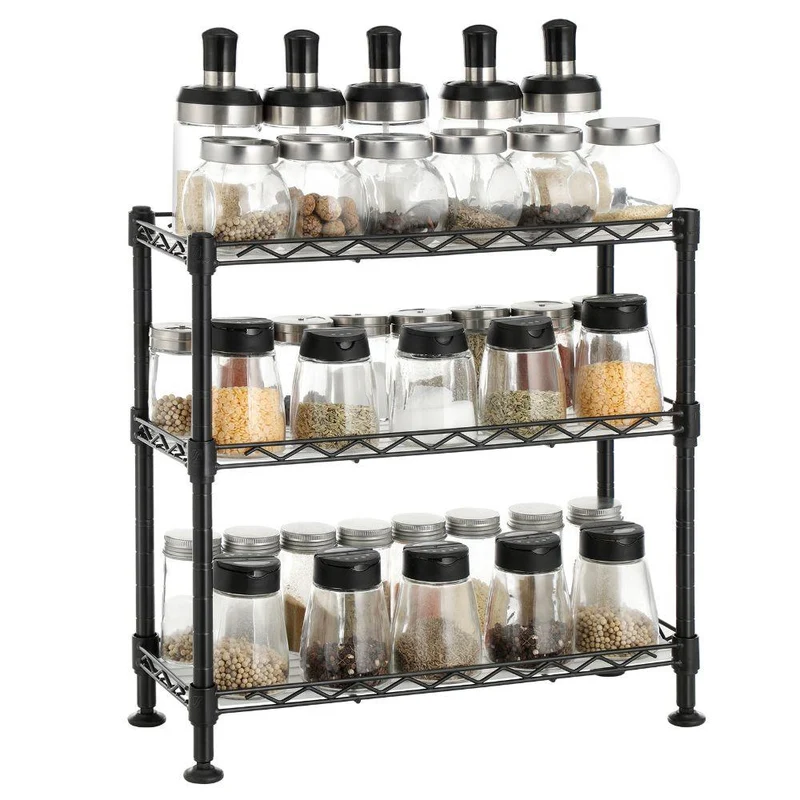 Set de 2 Organizadores para Especias Shelves, Negro, de Tres Niveles