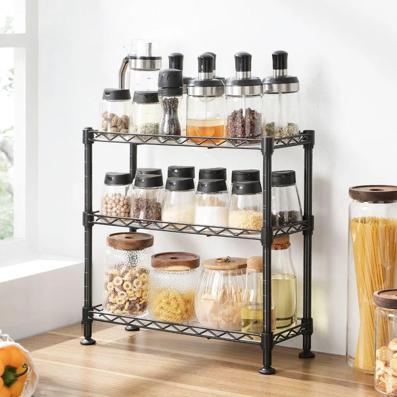 Set de 2 Organizadores para Especias Shelves, Negro, de Tres Niveles