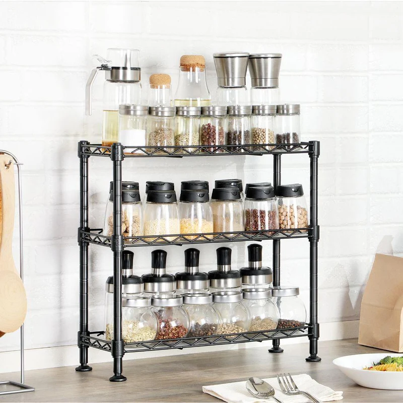Set de 2 Organizadores para Especias Shelves, Negro, de Tres Niveles