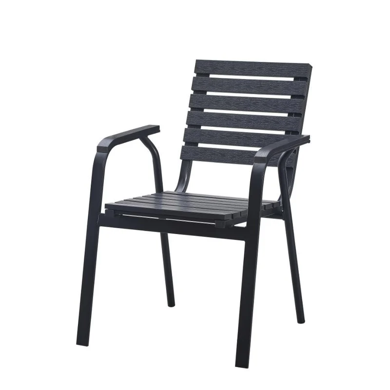 Set de 4 Sillas Comedor Exterior Rapel Negro, con Cómodo Espaldar