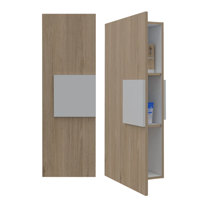 Set de 2 Gabinetes de Baño Picasso, Beige y Blanco, con Espacio para Guardar Objetos de Aseo