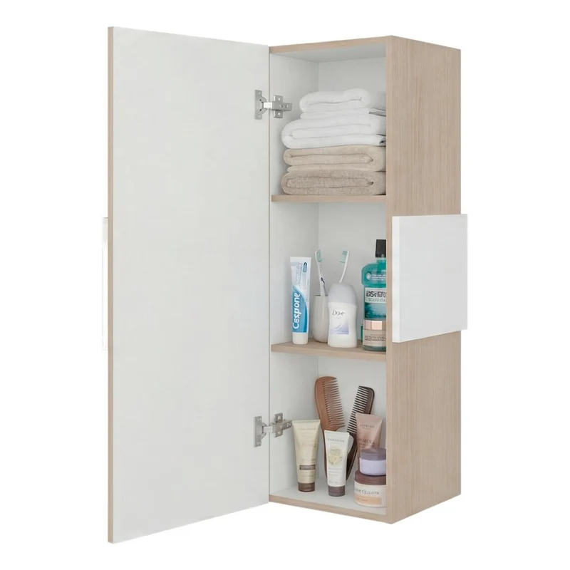 Set de 2 Gabinetes de Baño Picasso, Beige y Blanco, con Espacio para Guardar Objetos de Aseo