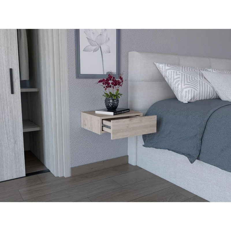 Set de 2 Mesas de Noche Flotante Milano, Positano, con un Cajón