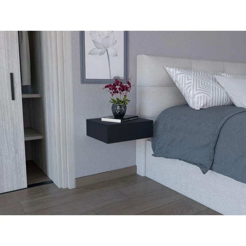 Set de 2 Mesas de Noche Flotante Milano, Wengue, con un Cajón ZF