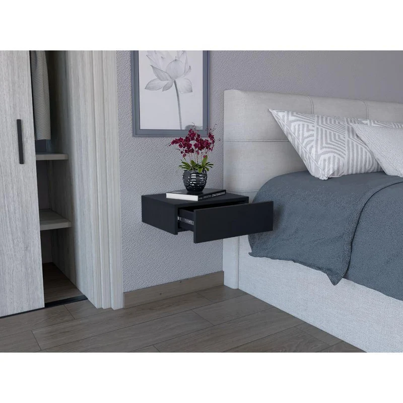 Set de 2 Mesas de Noche Flotante Milano, Wengue, con un Cajón ZF