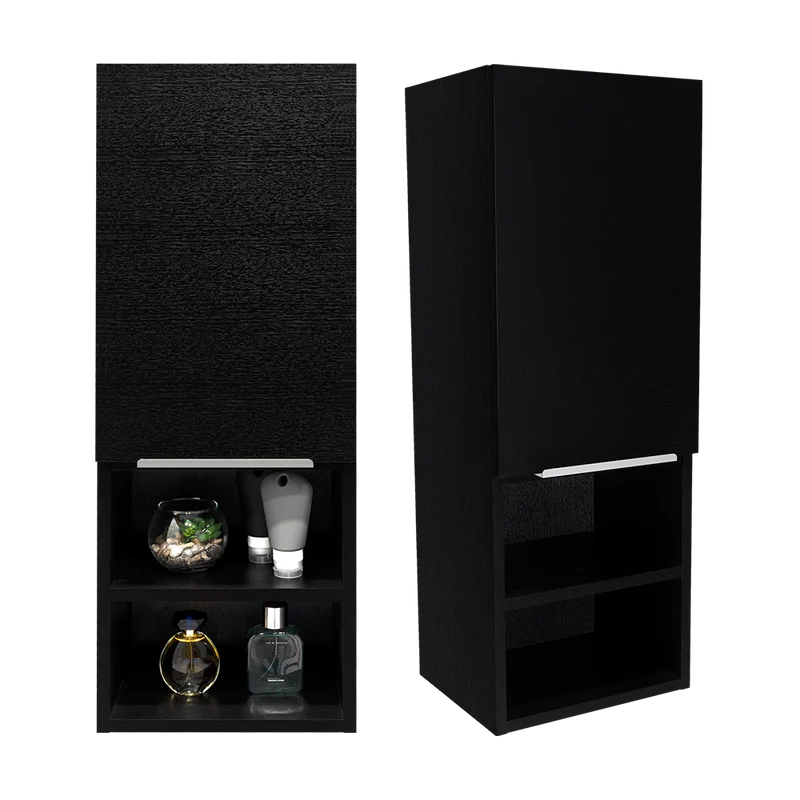 Set de 2 Gabinetes de Baño Real, Wengue, con Tres Entrepaños