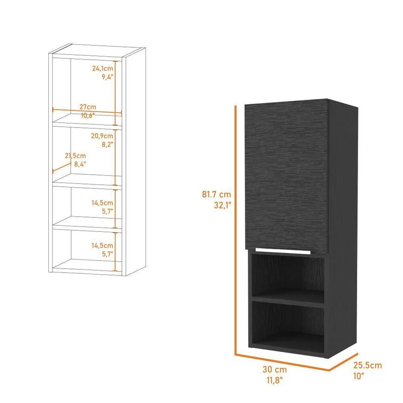 Set de 2 Gabinetes de Baño Real, Wengue, con Tres Entrepaños