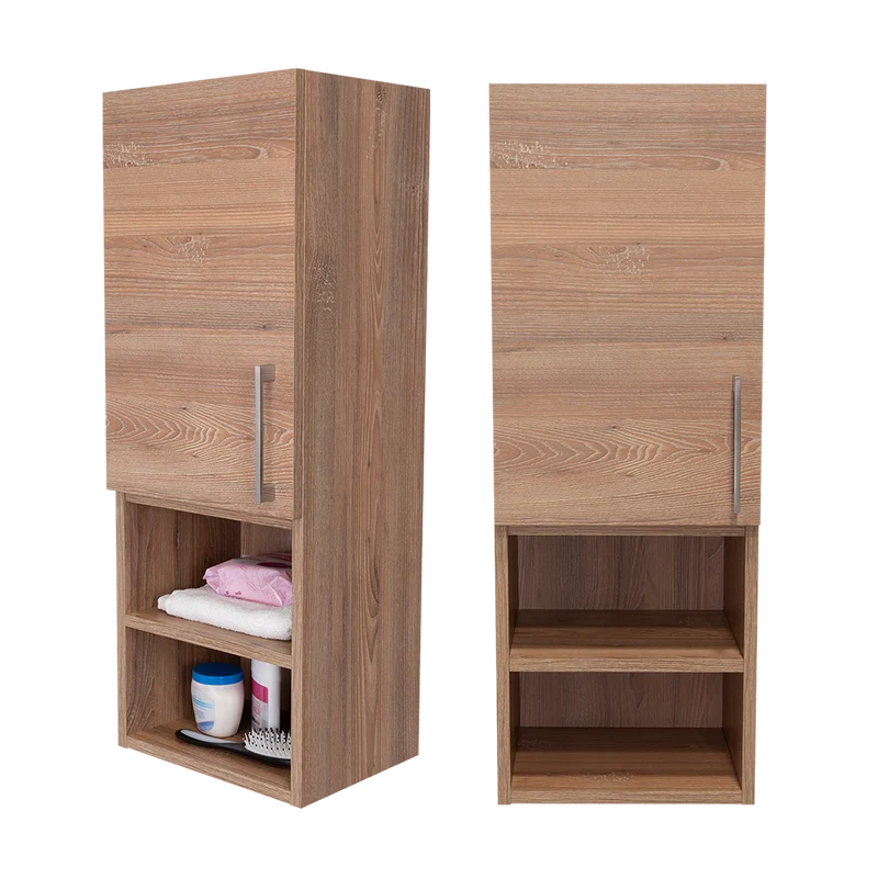 Set de 2 Gabinetes de Baño Apolis, Fresno Europeo, con Espacio para Guardar Objetos de Aseo Personal