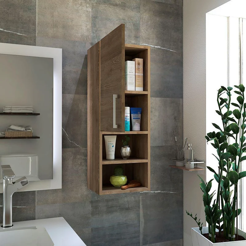 Set de 2 Gabinetes de Baño Apolis, Fresno Europeo, con Espacio para Guardar Objetos de Aseo Personal