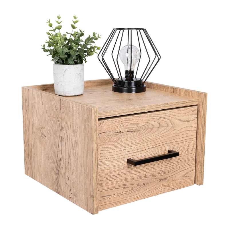 Set de 2 Mesas de Noche Flotante Boa, Macadamia, con Espacio para Colocar Objetos Decorativos ZF
