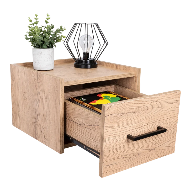 Set de 2 Mesas de Noche Flotante Boa, Macadamia, con Espacio para Colocar Objetos Decorativos ZF
