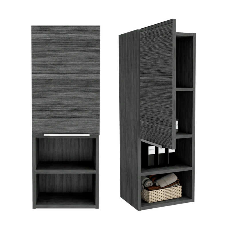 Set de 2 Gabinetes de Baño Real, Gris, con Tres Entrepaños ZF
