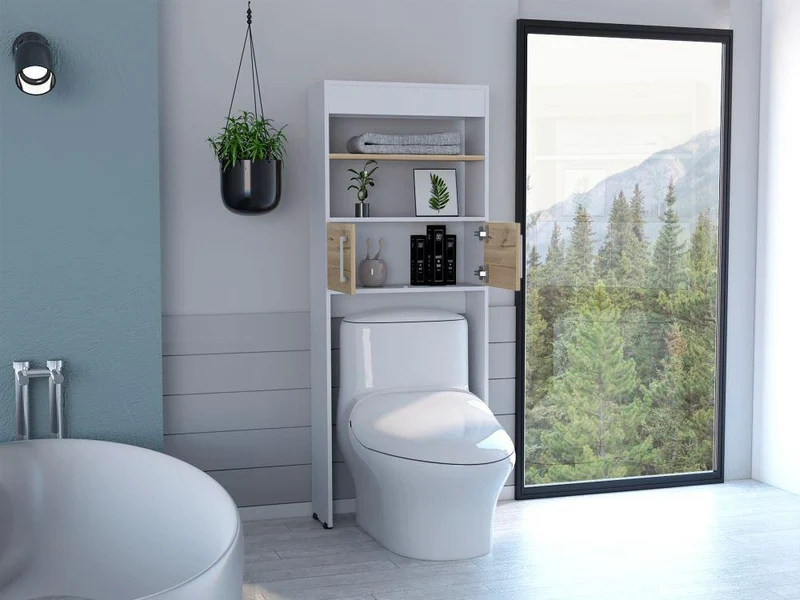 Set de 2 Gabinetes de Baño Madrid, Café Claro y Blanco Duqueza , Ahorrador de Espacio