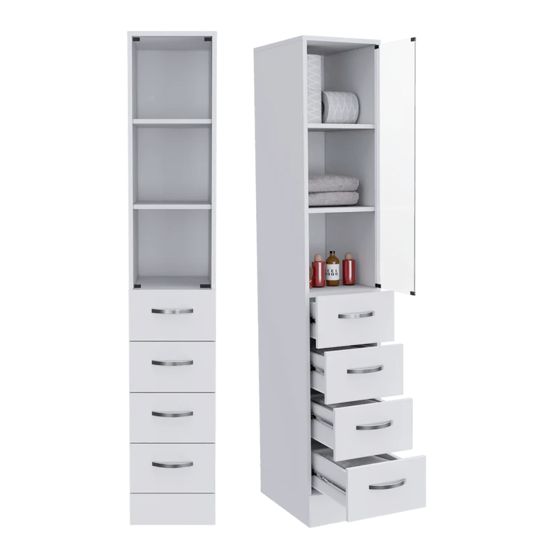 Set de 2 Organizadores de Baño Picasso, Blanco, con Cuatro Cajones Deslizables ZF