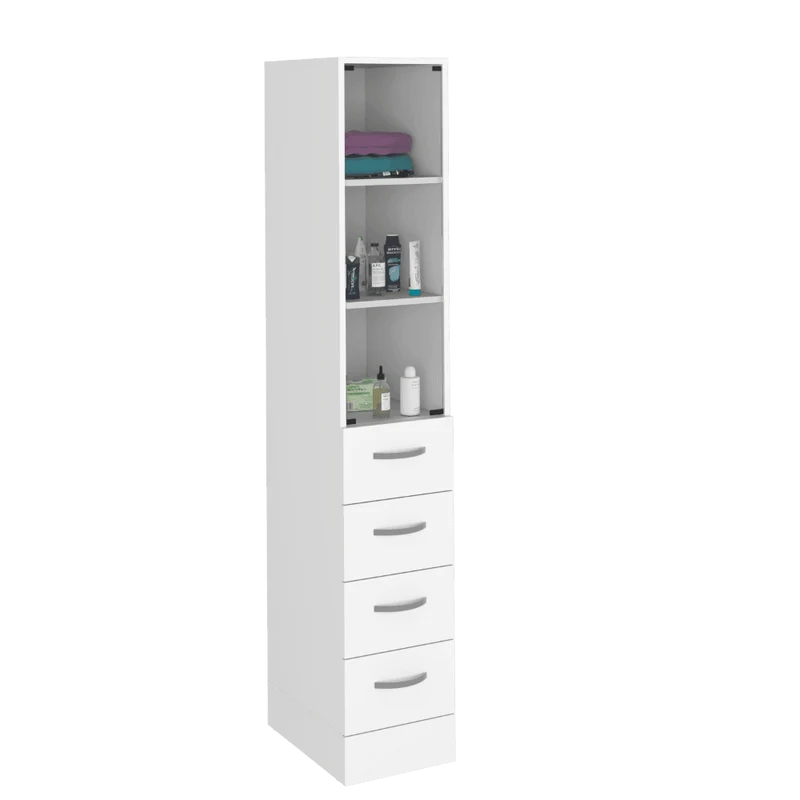 Set de 2 Organizadores de Baño Picasso, Blanco, con Cuatro Cajones Deslizables ZF