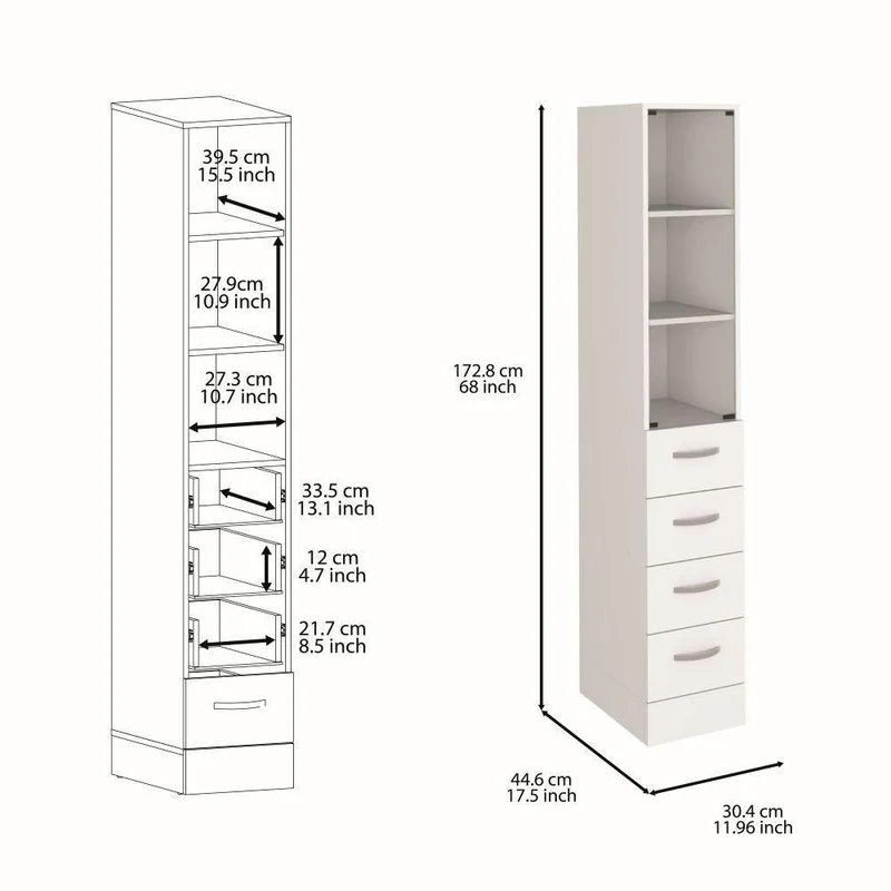 Set de 2 Organizadores de Baño Picasso, Blanco, con Cuatro Cajones Deslizables ZF