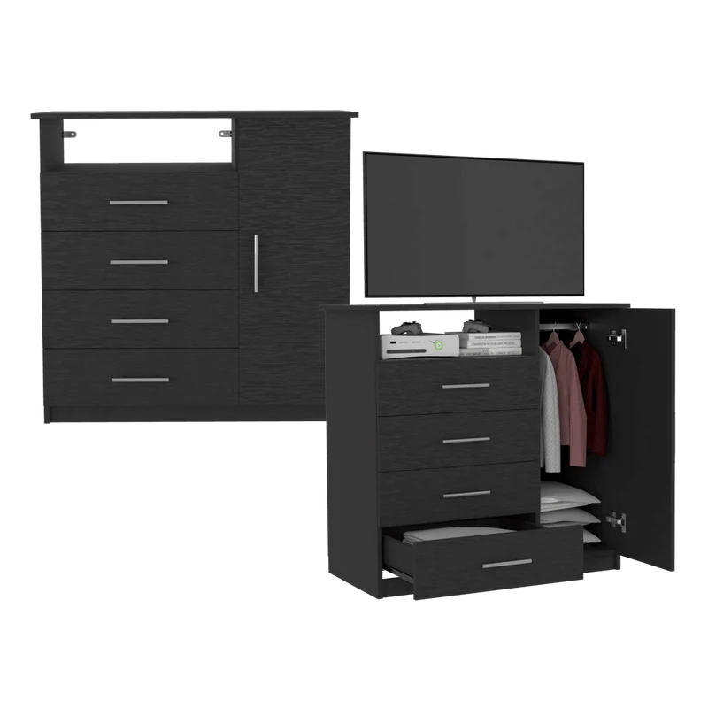 Set de 2 Organizadores Barlovento, Wengue, con Cuatro Cajones y una Puerta ZF