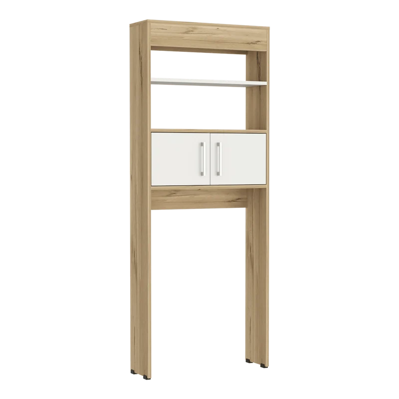 Set de 2 Gabinetes de Baño Madrid, Blanco Duqueza y Café Claro, Ahorrador de Espacio