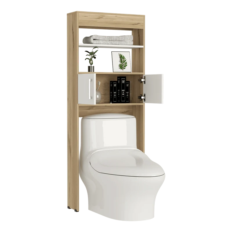 Set de 2 Gabinetes de Baño Madrid, Blanco Duqueza y Café Claro, Ahorrador de Espacio
