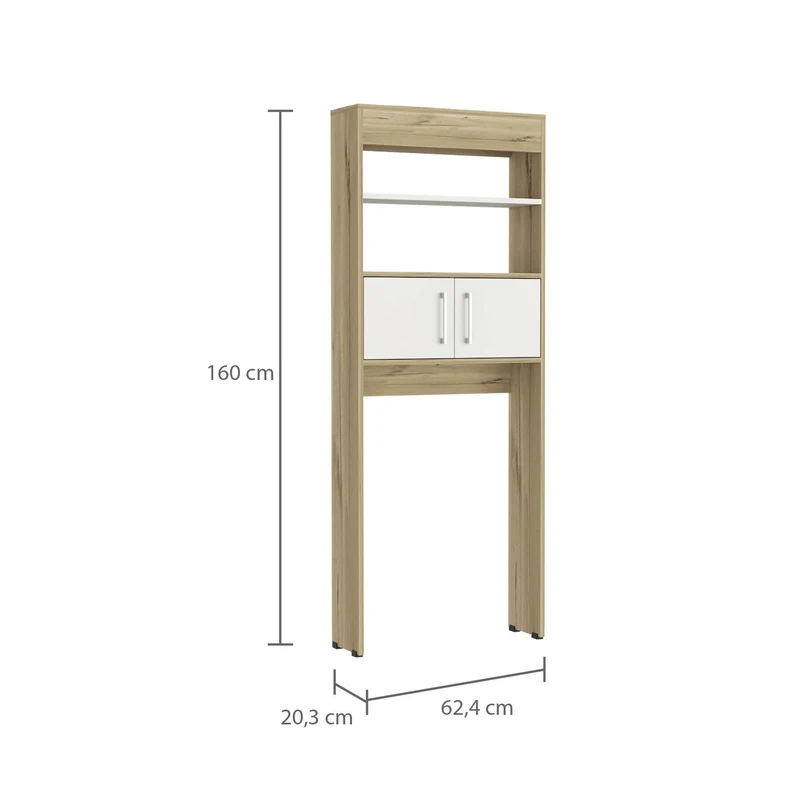 Set de 2 Gabinetes de Baño Madrid, Blanco Duqueza y Café Claro, Ahorrador de Espacio