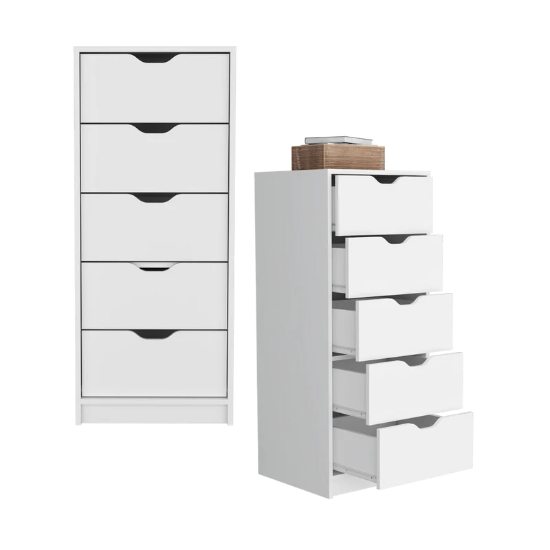 Set de 2 Organizadores Brasilia, Blanco, con Cinco Cajones Multiusos Deslizables