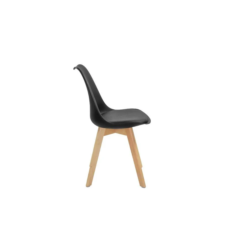 Set de 4 Sillas Sasha, Negro y Café Claro, Cómodo Asiento y Patas en Madera