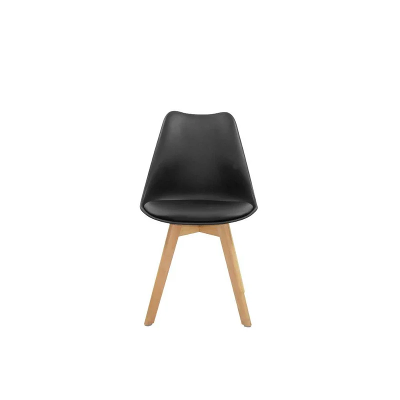 Set de 4 Sillas Sasha, Negro y Café Claro, Cómodo Asiento y Patas en Madera