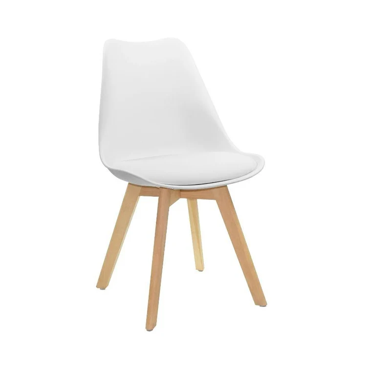 Kit de Dos Sillas Sasha, Blanco y Café Claro, Cómodo Asiento y Patas en Madera
