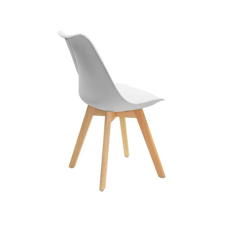 Kit de Dos Sillas Sasha, Blanco y Café Claro, Cómodo Asiento y Patas en Madera