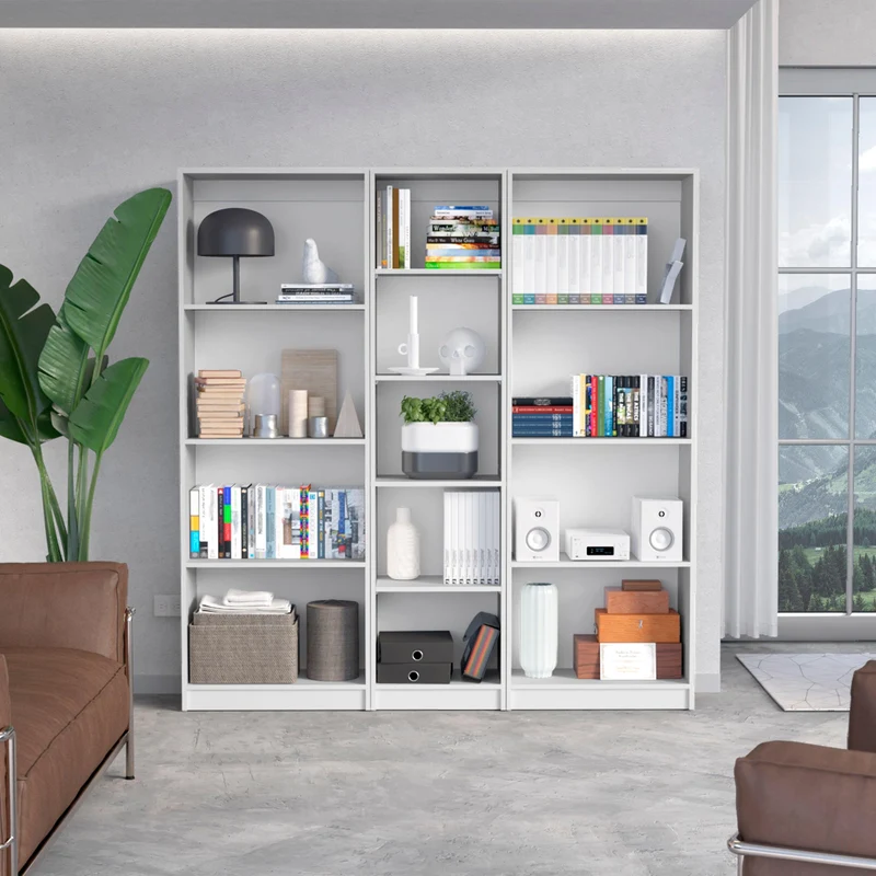 Combo de Bibliotecas Home, Blanco Incluye Tres Bibliotecas sin Puertas