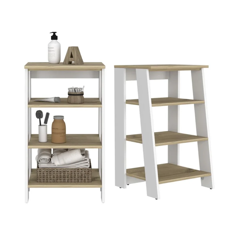 Set de 2 Organizadores de Baño Aqua 3 Pequeño, Blanco Vainilla y Fresno Europeo , con Variedad de Entrepaños