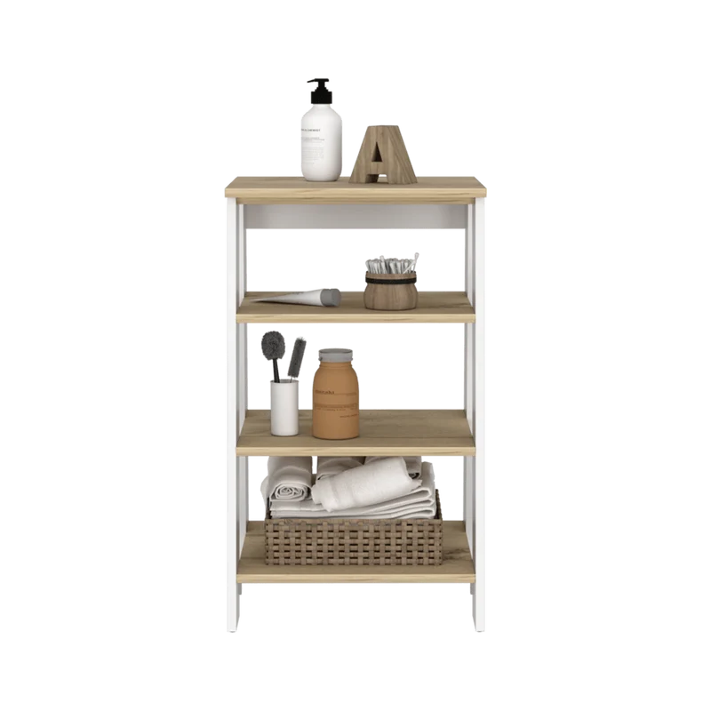 Set de 2 Organizadores de Baño Aqua 3 Pequeño, Blanco Vainilla y Fresno Europeo , con Variedad de Entrepaños