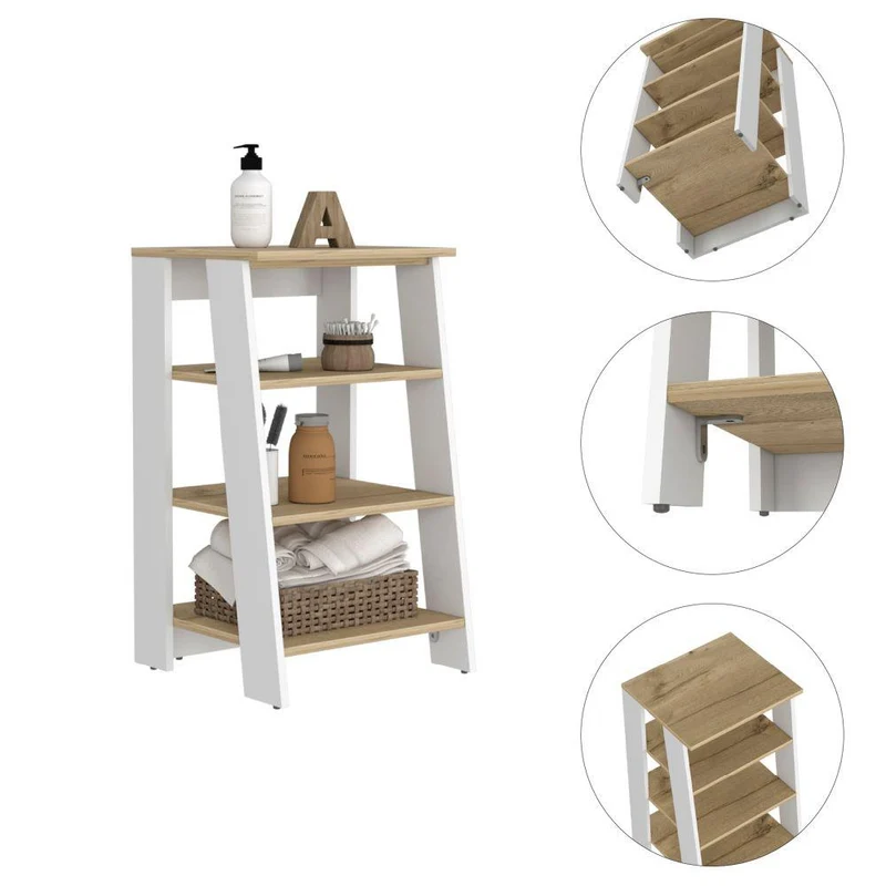 Set de 2 Organizadores de Baño Aqua 3 Pequeño, Blanco Vainilla y Fresno Europeo , con Variedad de Entrepaños