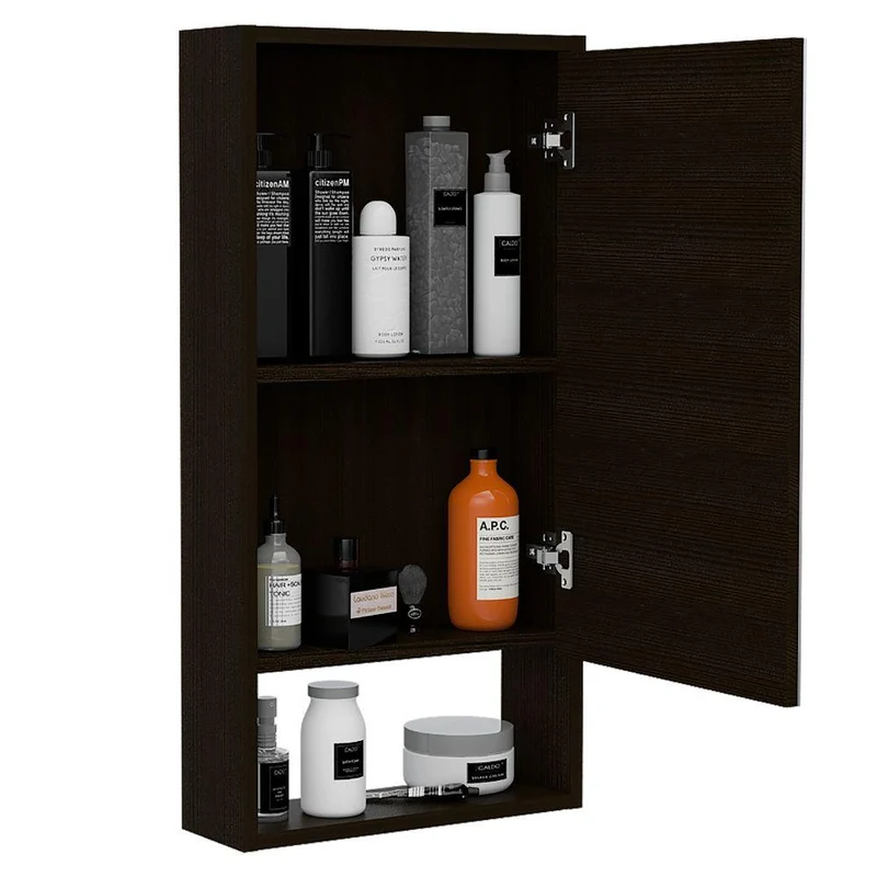 Set de 2 Gabinetes de Baño Merín, Wengue, con Espejo y Tres Entrepaños