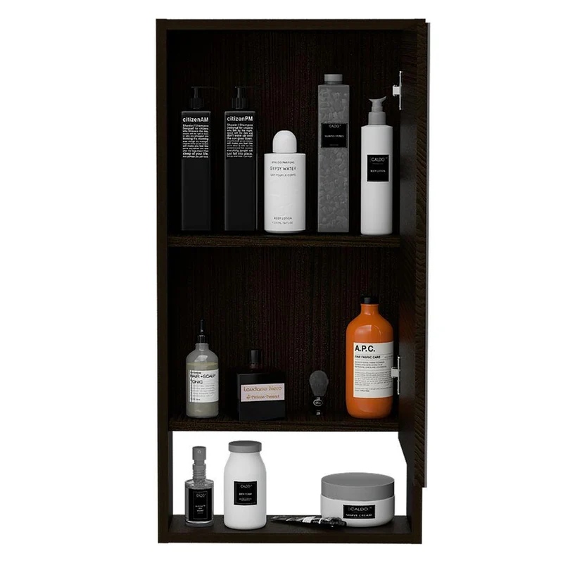 Set de 2 Gabinetes de Baño Merín, Wengue, con Espejo y Tres Entrepaños