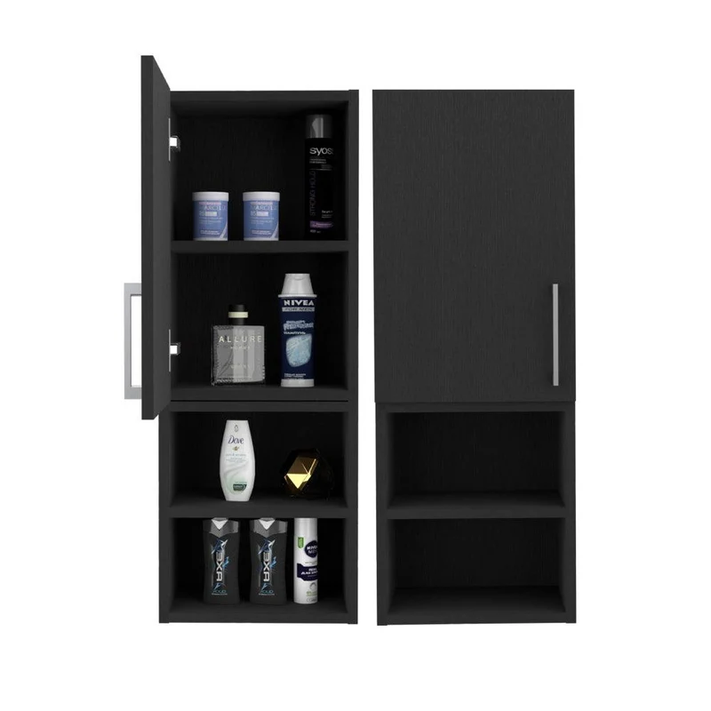 Set de 2 Gabinetes de Baño Oporto, Wengue, con Espacio para Guardar Objetos de Aseo Personal